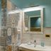 Hotel Settentrionale Esplanade bathroom in Montecatini Terme with mosaic-tile shower and sink