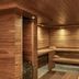 JW Marriott Hotel Bogota sauna with wooden benches and warm wood-paneled walls in Bogotá