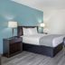 SureStay Plus by Best Western Asheboro room with queen bed, desk, lamps and teal accent wall
