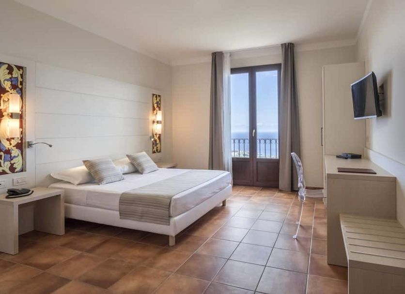 Hotel Parco Degli Aromi Resort E Spa in Valderice, guest room with balcony sea view