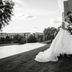 Chicago Marriott Southwest at Burr Ridge wedding couple kissing by the lakeside lawn
