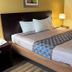 Somatel Goodlettsville guest room with king bed, lamp, and framed wall art in Goodlettsville.