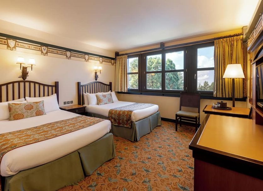 Disney Sequoia Lodge in Coupvray guest room with two beds and large window view