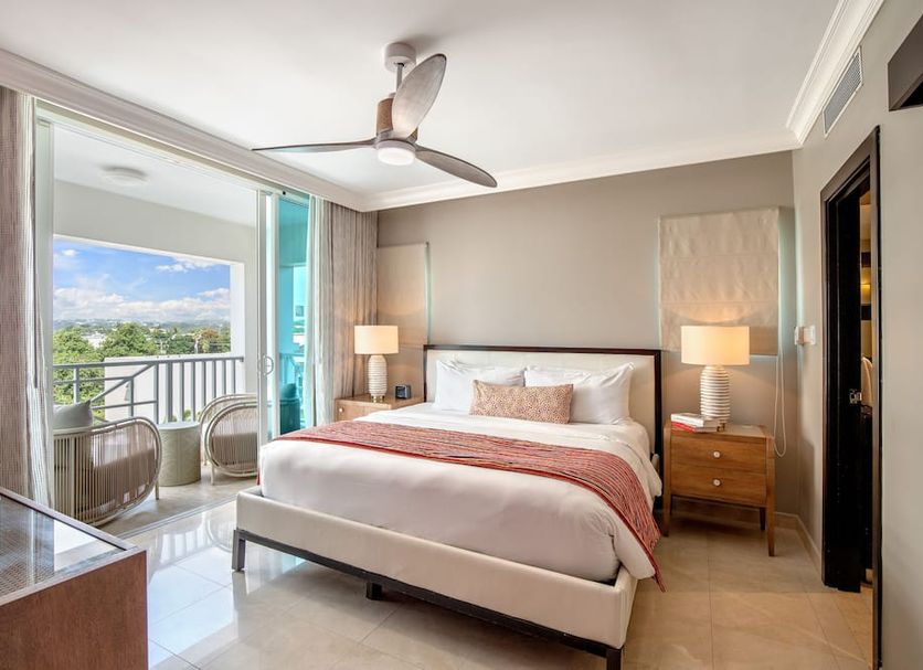 Concierge Collection at O2 Beach Club & Spa by Ocean Hotels in St Lawrence Gap, bedroom with balcony ocean view