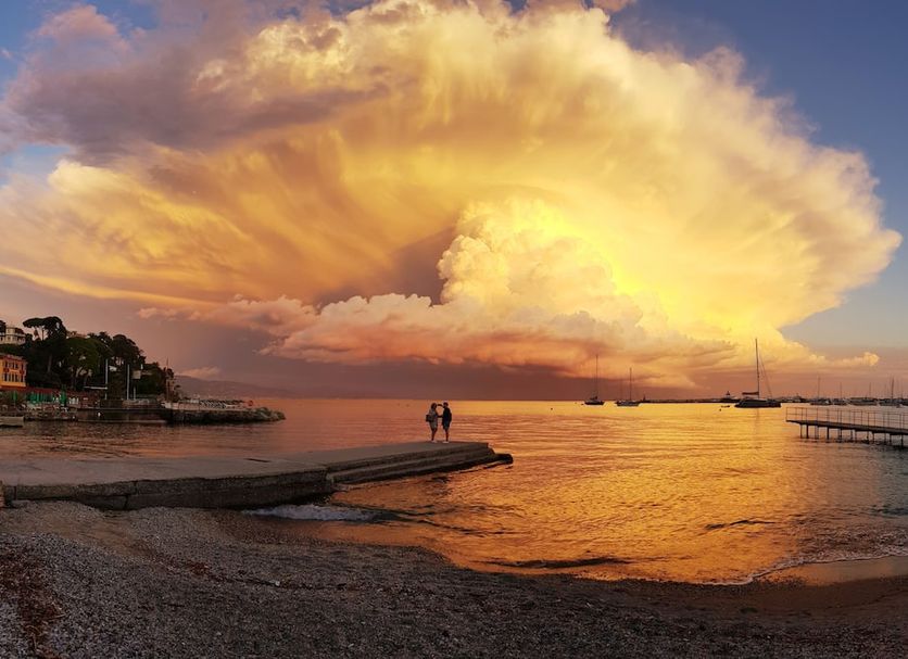 Lhp Hotel Santa Margherita Palace & Spa in Santa Margherita Ligure with golden sunset over the sea