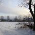 Haus Hohensee in Clausthal-Zellerfeld with snowy field and leafless trees under an overcast sky