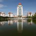 Xiamen Harbor Bay Hotel (Zhongshan Road First Wharf Store) reflected in a calm waterfront lagoon, Xiamen