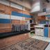bnbplus Niigata Book Inn in Niigata, compact shared lounge with wooden bunk seating and kitchenette