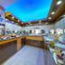 Marlight Boutique Hotel in Izmir buffet dining area with colorful illuminated ceiling
