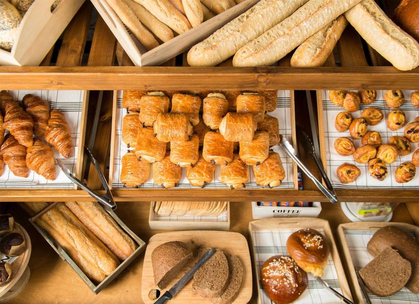 Novotel Frankfurt City breakfast buffet with croissants, baguettes and pastries in Frankfurt am Main