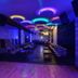 Hotel City Heart Premium in Chandigarh lounge with neon ceiling lights and seating