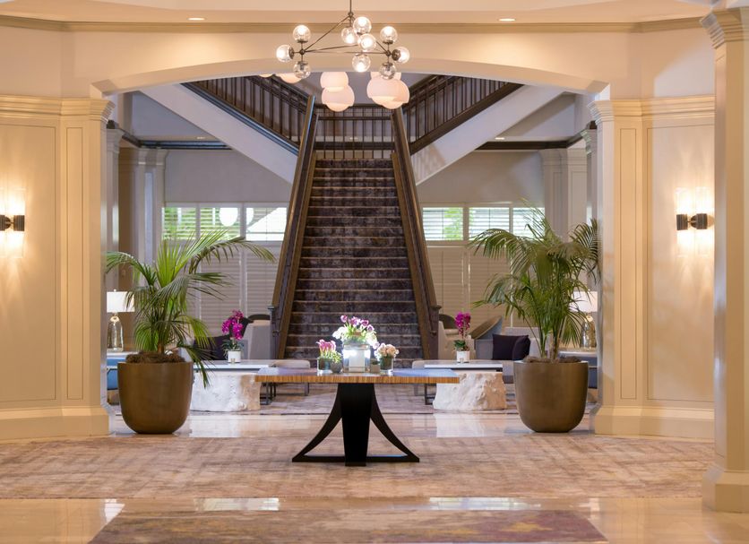 DoubleTree by Hilton San Diego-Mission Valley lobby with grand staircase and chandelier in San Diego