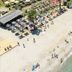 Rooms Smart Luxury Hotel & Beach, Cesme: aerial view of sandy beach, lounge chairs, umbrellas and turquoise sea