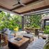Le Jardin Villas Seminyak in Kuta: villa patio with plunge pool, lounge chairs, and tropical garden view