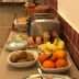 Hotel Chopin Genoa breakfast buffet with toaster, eggs, fruit, cereal and pastries