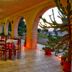La Piana degli Ulivi in Ostuni: arched terrace dining area with red table settings and garden views