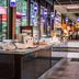 The Woodlands Inn in Wilkes-Barre restaurant buffet with drinks, pastries and pendant lighting