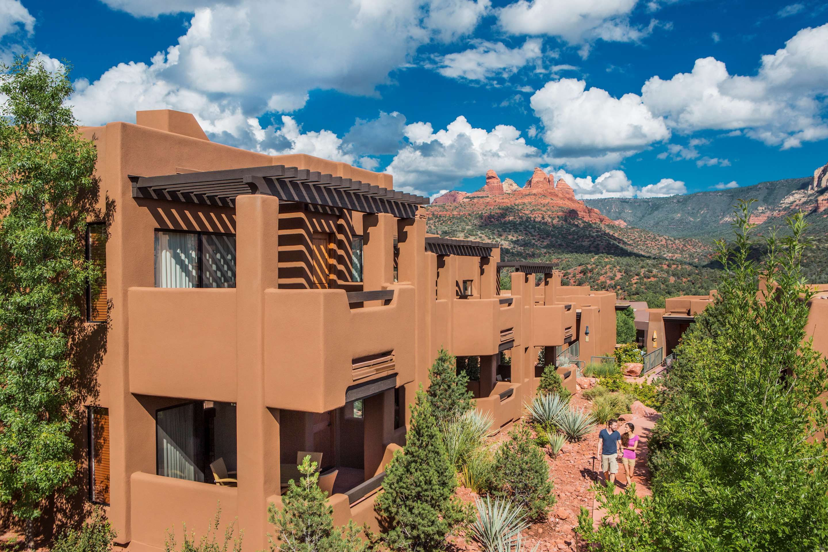 Hyatt Pinon Pointe in Sedona with adobe-style buildings and red rock mountain views