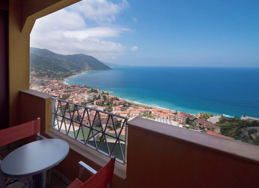 GH Avalon Sikani in Gioiosa Marea with balcony ocean and coastal town view