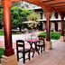 La Ermita de Santa Lucia in Antigua courtyard terrace with covered seating and garden view