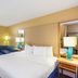 La Quinta Inn & Suites by Wyndham Sarasota Downtown guest room with king bed, sofa, desk and palm view
