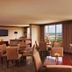 Sheraton Philadelphia University City Hotel lounge with city skyline views in Philadelphia