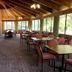 Kingswood Motel in Tocumwal dining room with tables, chairs, brick wall and large windows