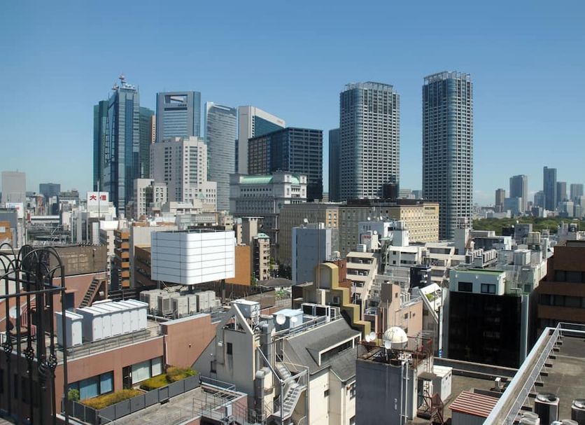 Sotetsu Fresa Inn Hamamatsucho-Daimon in Tokyo with a city skyline and high-rise buildings
