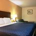 Passport Inn and Suites - Middletown guest room with king bed, sofa, lamp and mini fridge