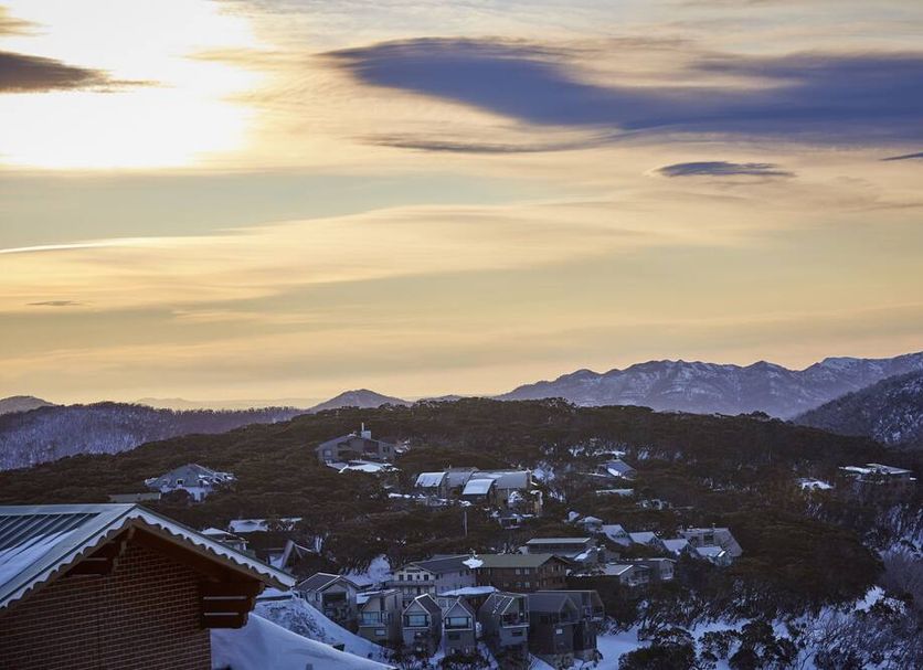 Breathtaker Hotel and Spa in Mount Buller with snowy mountain and valley sunset views