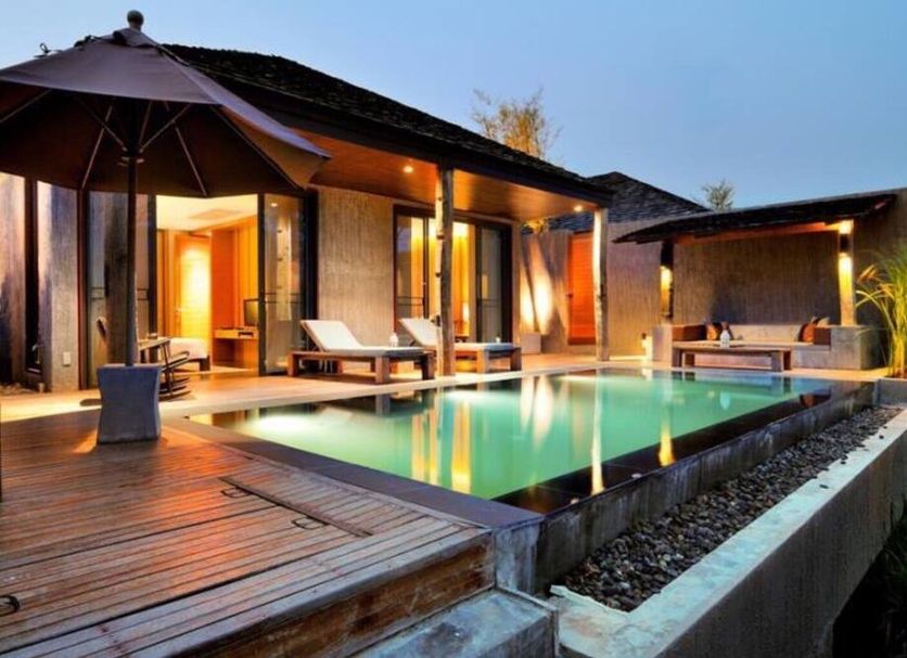 Muthi Maya Forest Pool Villa Resort - Sha Plus Certified in Pak Chong with private villa pool at dusk