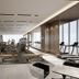 The Clouds Apartment gym in Shenzhen with treadmills, weights and floor-to-ceiling windows