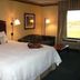 Hampton Inn Maysville guest room with king bed, sofa, and window view of greenery