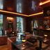 Hotel de la Ville Monza lounge with dark wood paneling, bar seating, and open doors to the terrace
