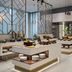 Cape Town Marriott Hotel Crystal Towers buffet dining area with modern display tables in Cape Town