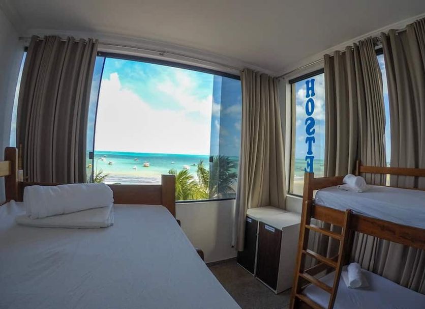 Maraga Beach Hostel in Maragogi room with ocean view and two twin beds