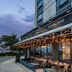 Sheraton Lincoln Harbor Hotel in Weehawken with outdoor waterfront dining and Manhattan skyline views