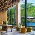 Four Points by Sheraton Surabaya, Tunjungan Plaza lounge with floor-to-ceiling windows and pool view