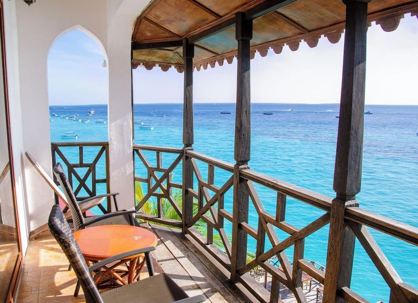 Langi Langi Beach Bungalows in Nungwi with oceanfront balcony and sea view