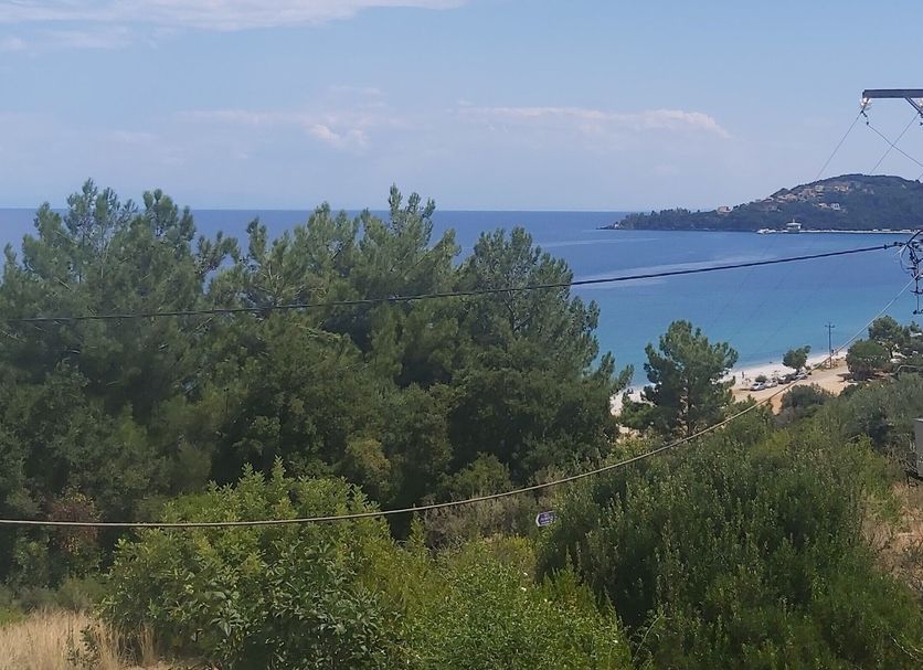 Filoxenia Hotel & Apartments in Poros with sea view over trees and coastline