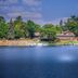 Ruttger's Bay Lake Resort in Deerwood with lakefront cabins and dock along a wooded shoreline