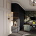 The Clements Hotel Cambridge lounge with velvet chairs, fireplace, wall art, and arched window