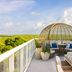 Three Waters Resort and Marina, Islamorada rooftop terrace with cabana seating and ocean view