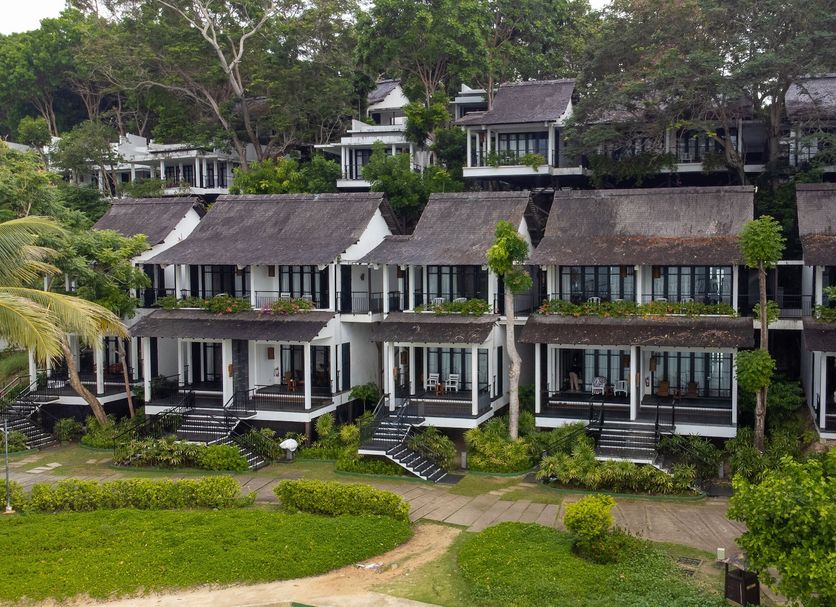 Turi Beach Resort in Batam with hillside beachfront villas surrounded by lush greenery
