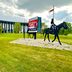 Holiday Inn & Suites Regina By IHG exterior with lawn, sign, and horse statue in Regina