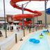 Fun City Resort Hotel in Burlington water park with red and blue slides and lazy river