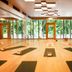 Hotel Arima & Spa in San Sebastian yoga studio with mats and floor-to-ceiling forest views
