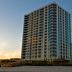 Towers at North Myrtle Beach high-rise condo building near the beach at sunset