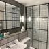 The Punch Bowl, Woodstock bathroom with glass walk-in shower and vanity with double sinks