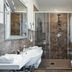 Unahotels Eco Hotel Villa Costanza Venezia bathroom with glass shower, bidet and towel warmer in Venice
